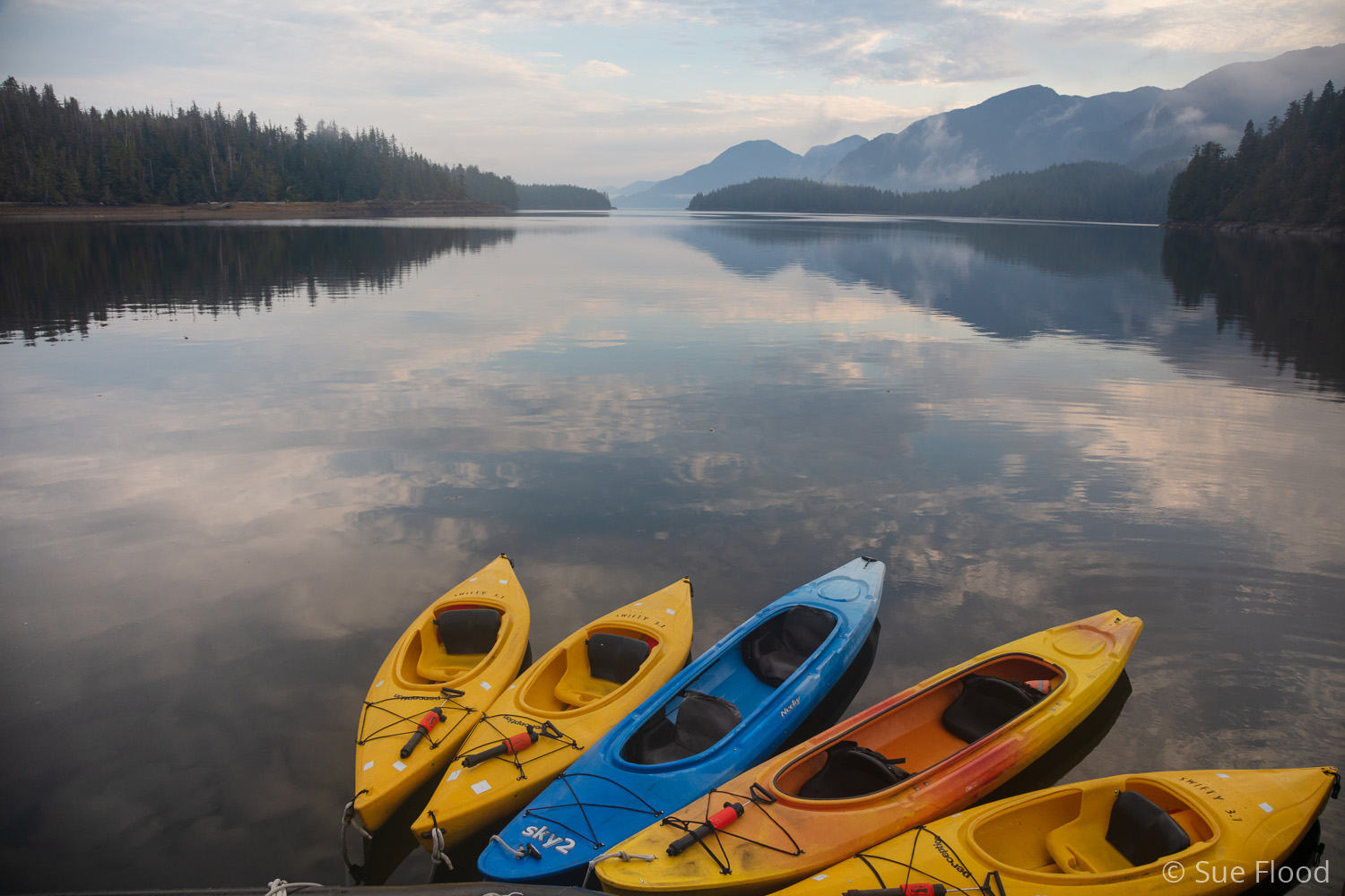 Kayaks, Great Bear Rainforest, British Columbia, Canada.